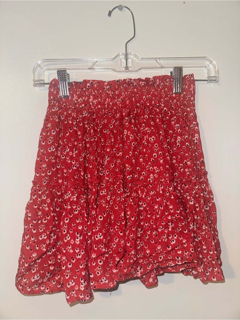 Princess Polly Red Mini Skirt with White Floral Print